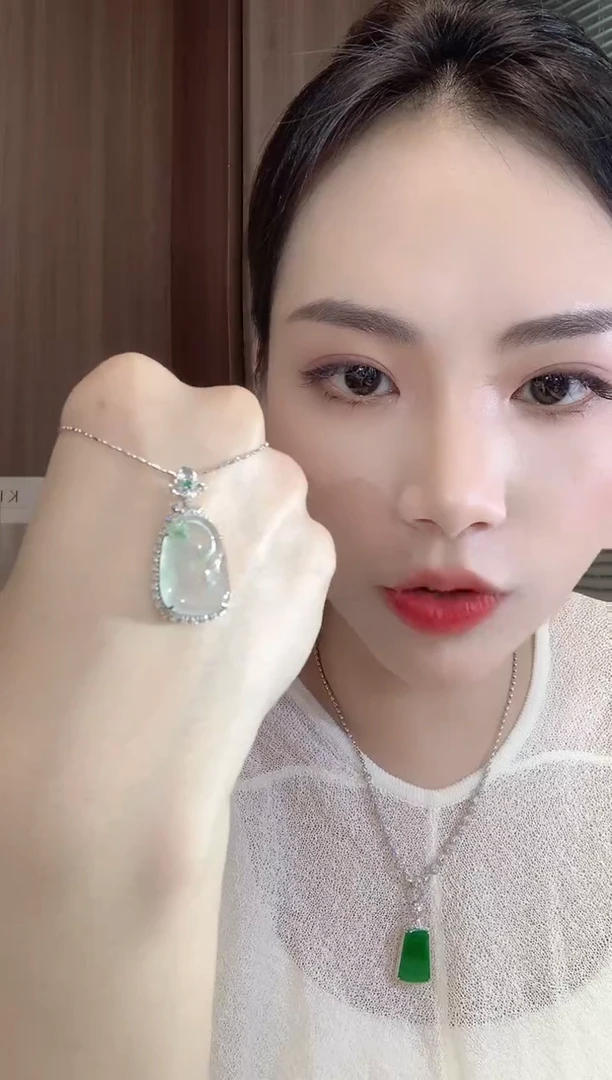翡翠18K金镶嵌吊坠(不含链)A14