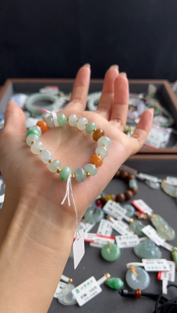 足金镶嵌手串翡翠3376号