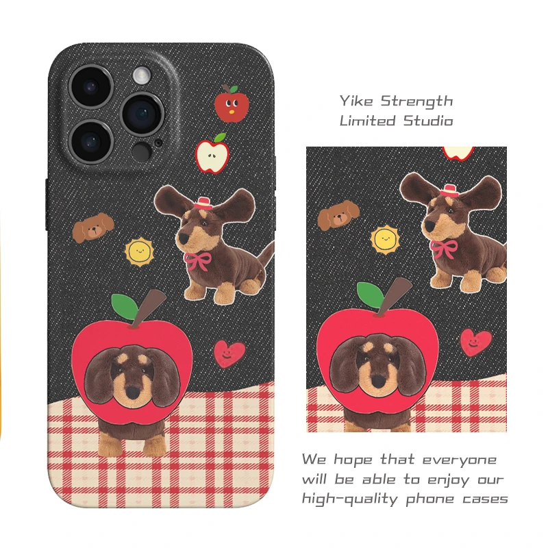 牛仔腊肠菲林壳软壳适用iphone苹果16pro可爱小米15 VIVO华为