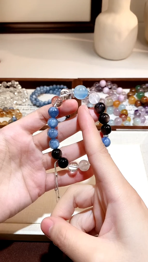 未镶嵌蓝晶石手串蓝晶石diy手串多样性发一