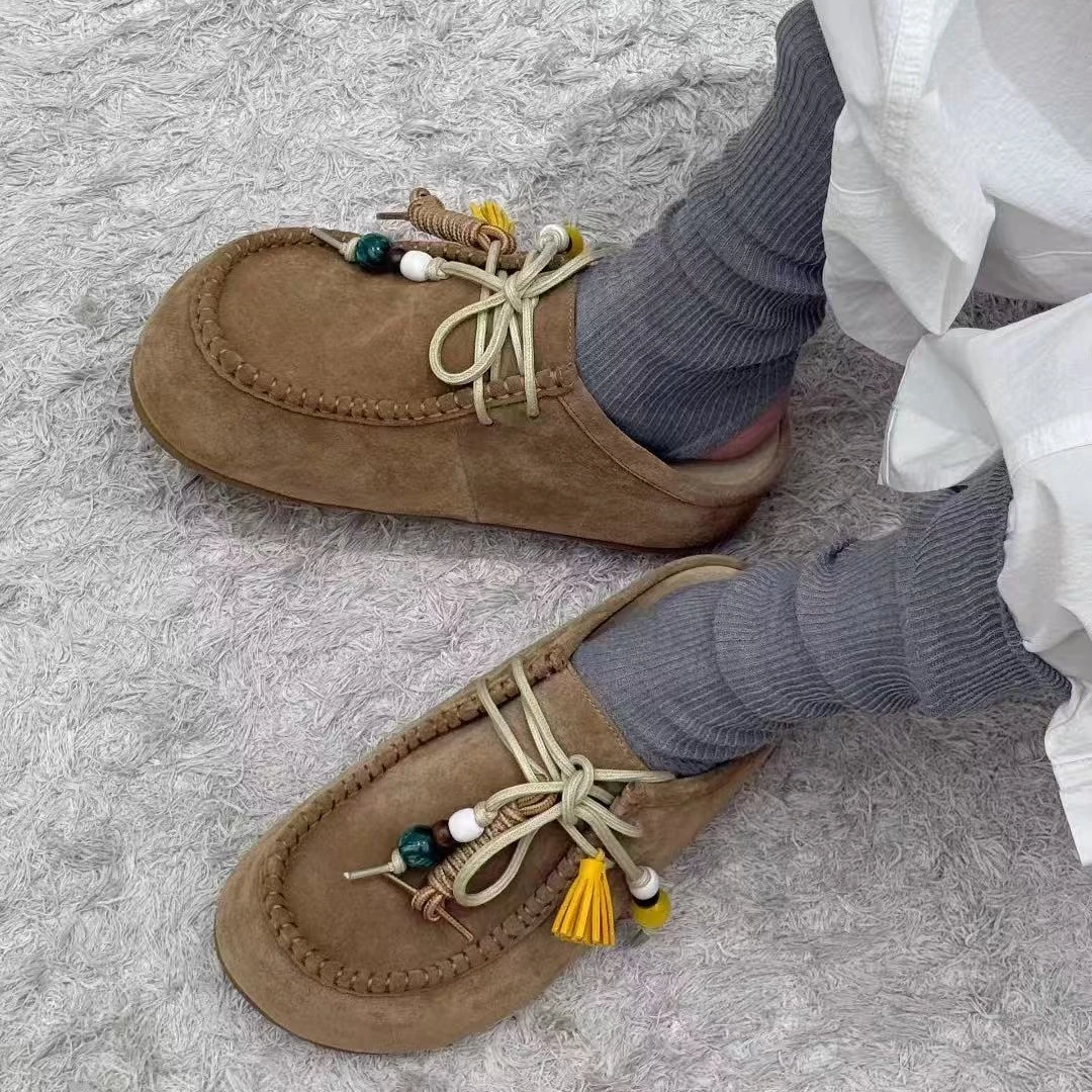 诗歌兰包头半拖鞋女2025年新款真皮厚底增高勃肯鞋一脚蹬懒人拖鞋