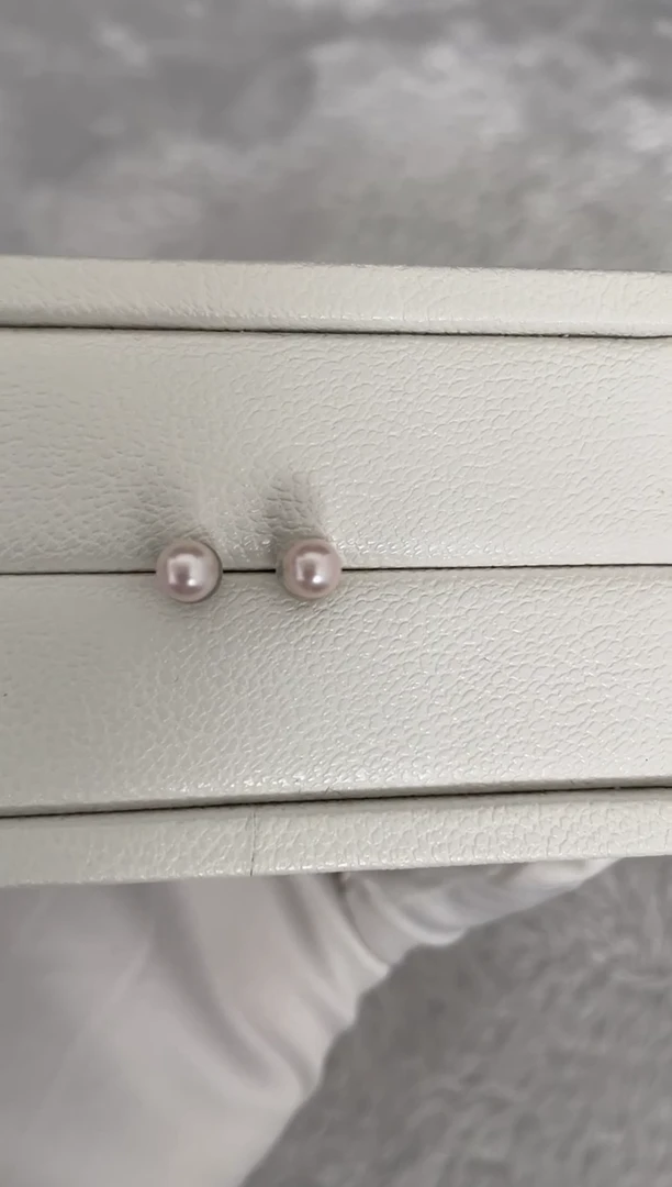 银S925镶嵌耳钉海水珍珠AK素钉5-5.5mm