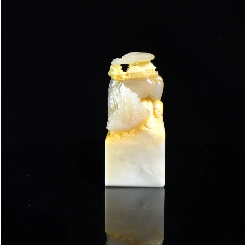 Lot.19.结晶善伯洞乘风破浪印章146克3.3x3.3x7.5cm，2FZ