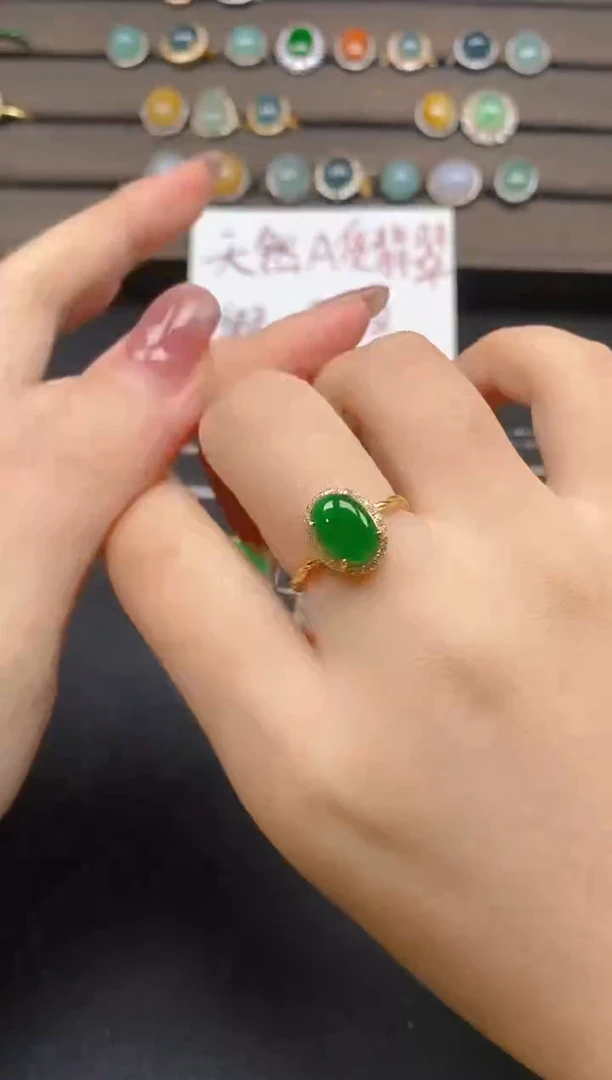 翡翠戒指银S925镶嵌15