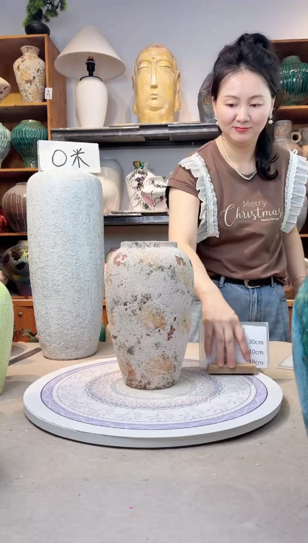 瓶陶瓷花瓶  粗陶  中号 微瑕