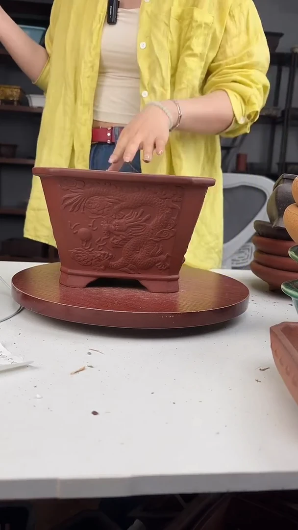 紫砂花盆浅草紫砂花盆微瑕