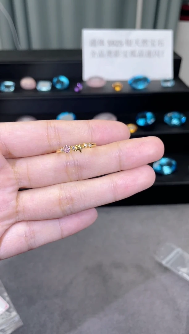 银S925镶嵌戒指尖晶石天然宝石