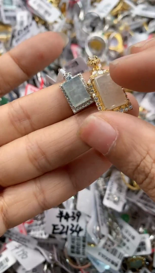 银S925镶嵌戒指翡翠444---7