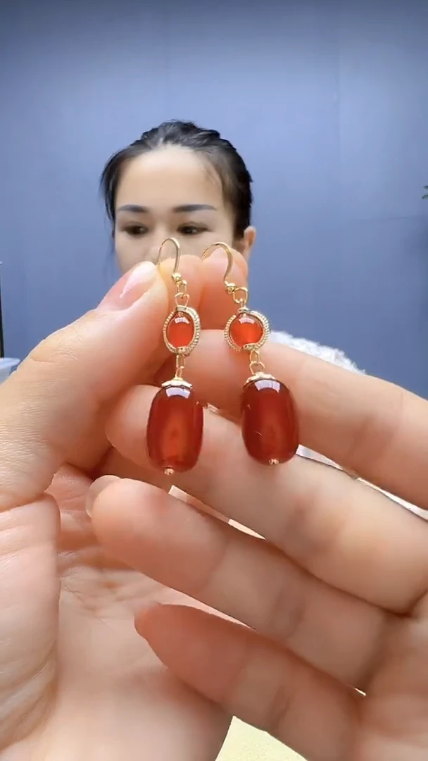 颈饰14K金镶嵌南红玛瑙随昔diy颈饰