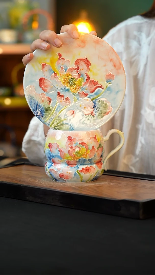 杯手绘心瓷陶瓷浮力