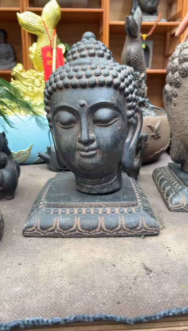 陶土【火山泥】小佛首+莲花底座