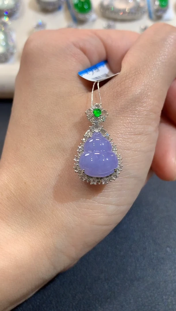 吊坠(不含链)18K金镶嵌翡翠A108  紫货有一定色差