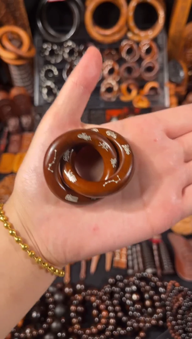 木雷枣老料 镶银五雷五路 乾坤圈