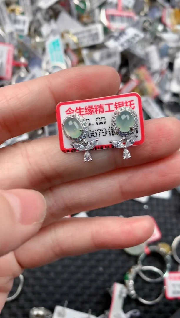 银S925镶嵌戒指翡翠14       5