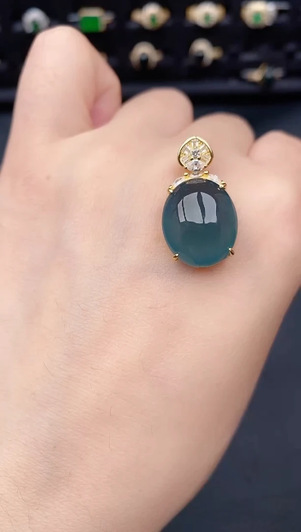 颈饰银S925镶嵌翡翠天然a货翡翠237