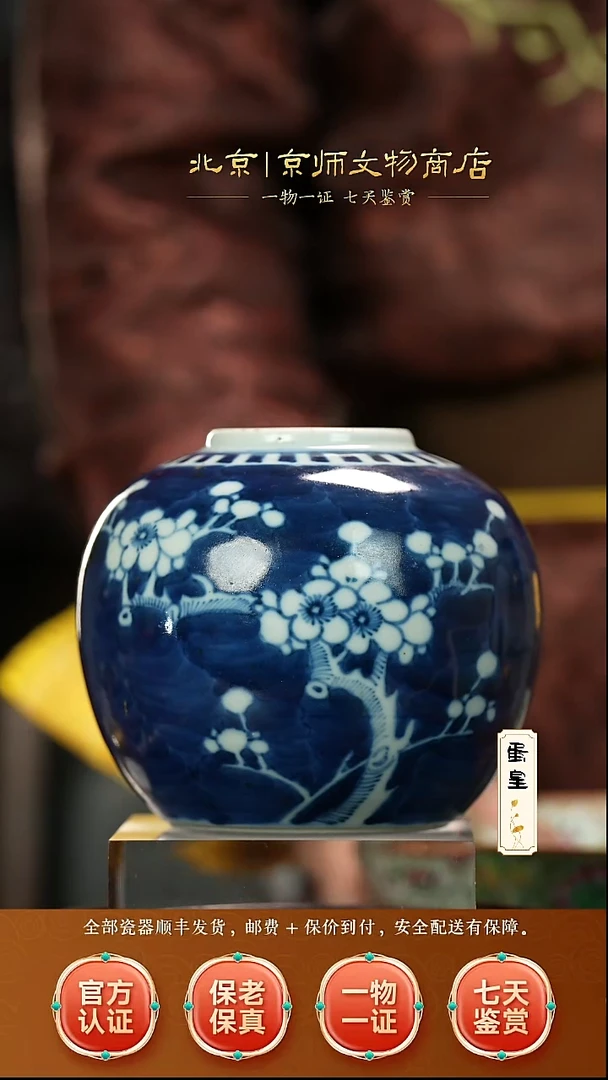 瓷512332青花冰梅罐
