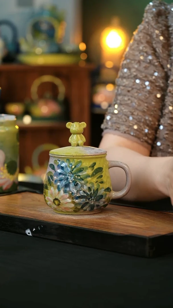 杯手绘心瓷陶瓷浮力
