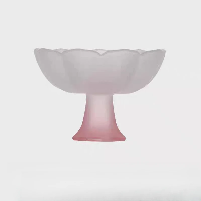 仿琉璃玻璃轻奢高颜值品茗主人杯陶瓷茶具高脚渐变粉莲花盏（70ml）