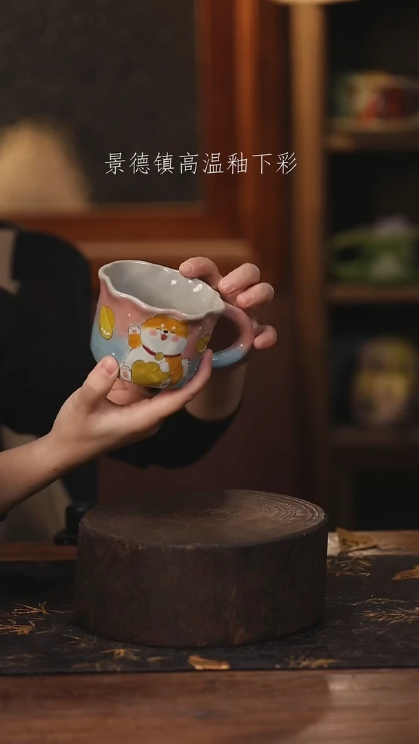 陶瓷景德镇高温釉下手绘陶瓷@L674@