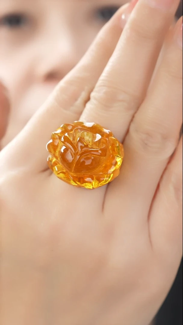 琥珀吊坠(不含链)未镶嵌玫瑰花戒指