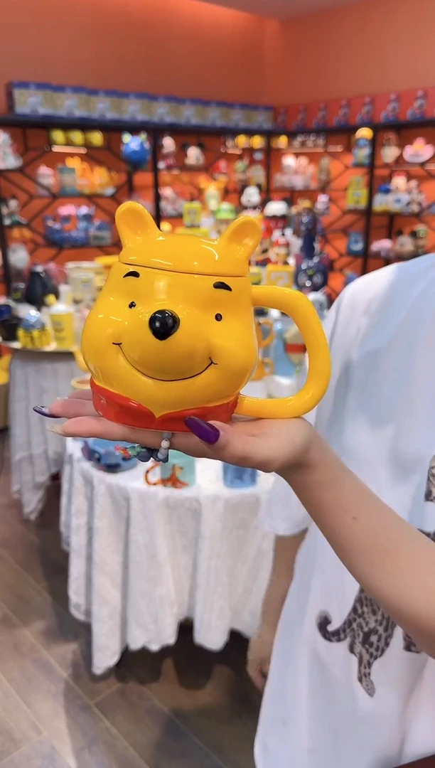 瓷片@@陶瓷杯维尼熊盖杯