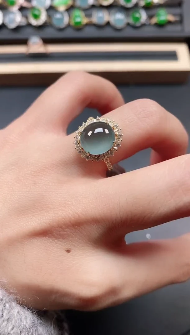 银S925镶嵌戒指翡翠1