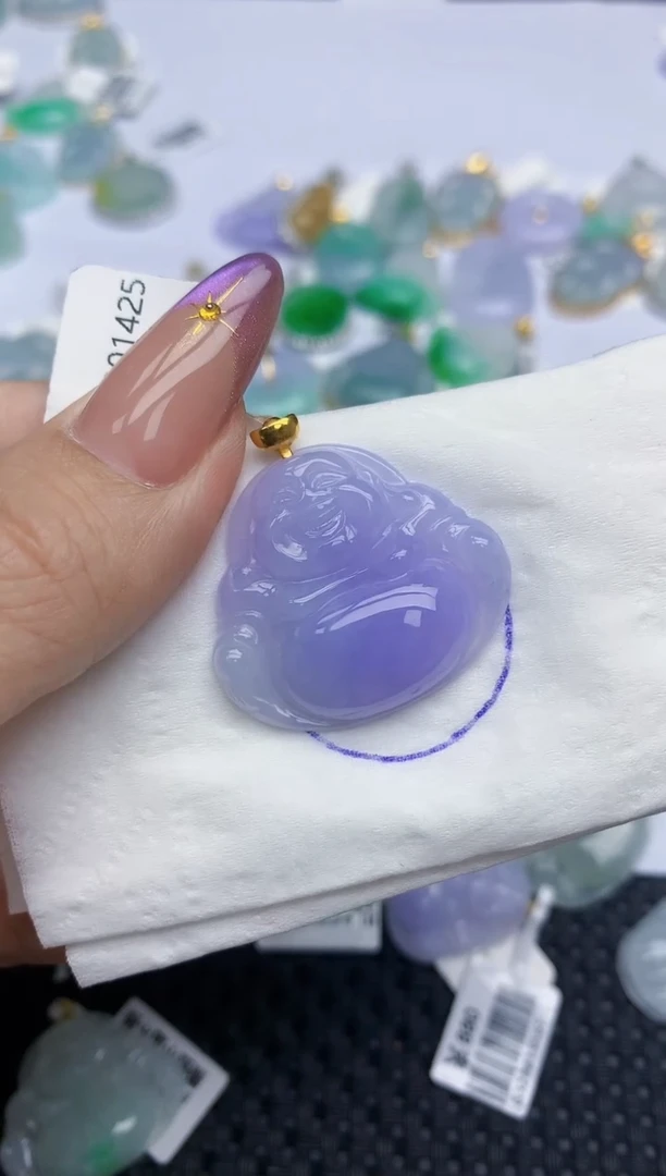 翡翠18K金镶嵌颈饰394   天然翡翠A货  百元以上9米证书费自理