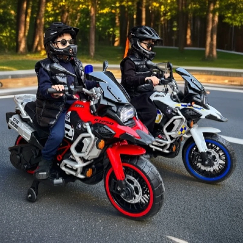 2025新款水鸟儿童电动摩托车可坐大人亲子互动玩具车超大号拉力车