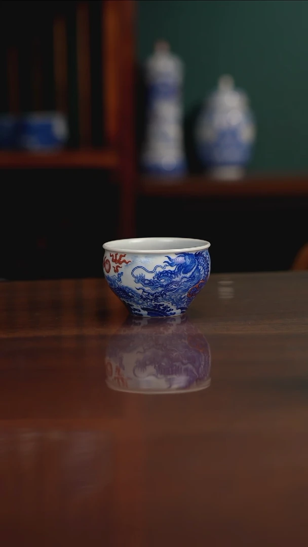 自成堂柴窑 龙凤杯