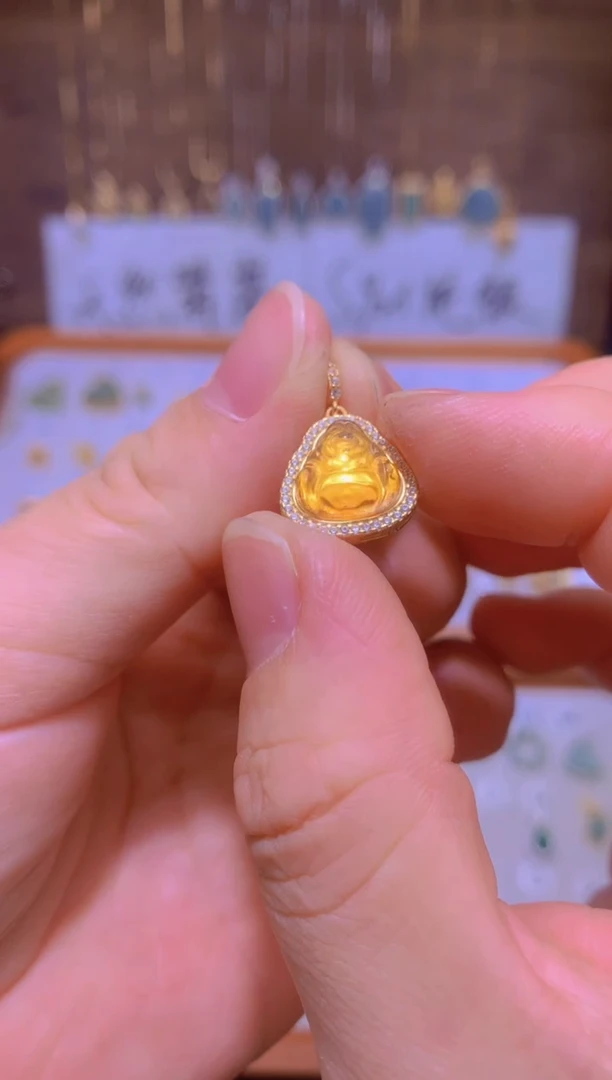 吊坠(不含链)银S925镶嵌翡翠佛公吊坠