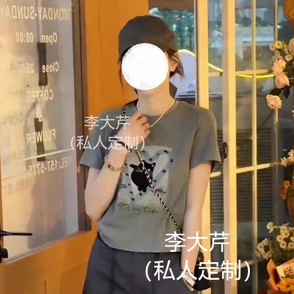 爱心小猫刺绣圆领上衣A  夏季卡通印花宽松显瘦休闲通勤短袖T恤