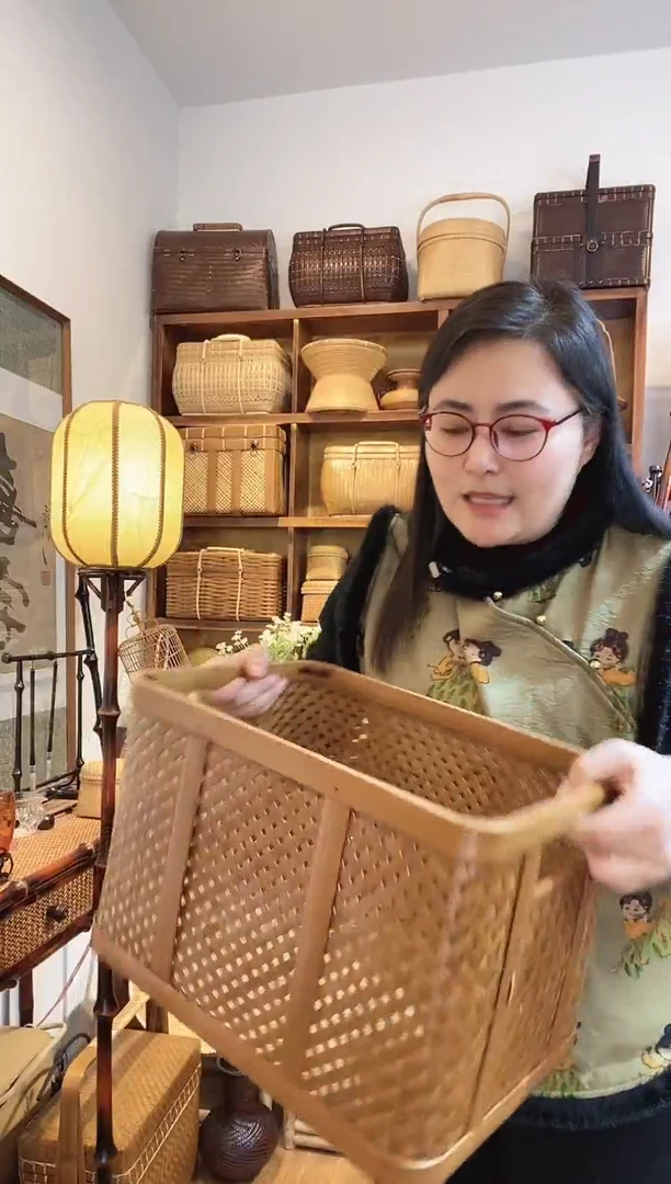 【闪购商品】手工竹编长方形大收纳筐