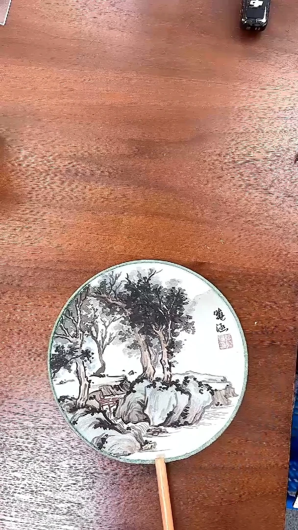 mz 张晓涵 山水画 绢布扇子