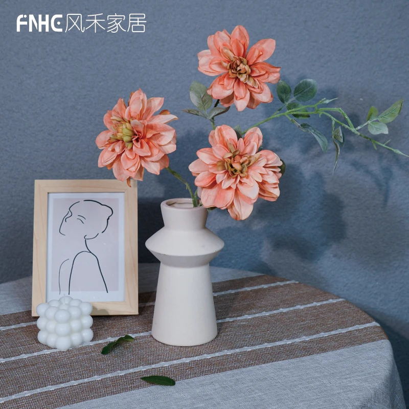 简约仿真花大丽花仿真花家居摆件牡丹菊客厅摆件绢花软装艺术