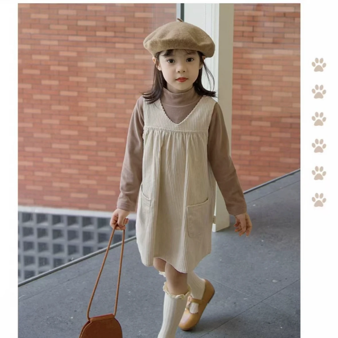 251082 女童春季韩版棉质休闲百搭洋气无袖吊带连衣裙