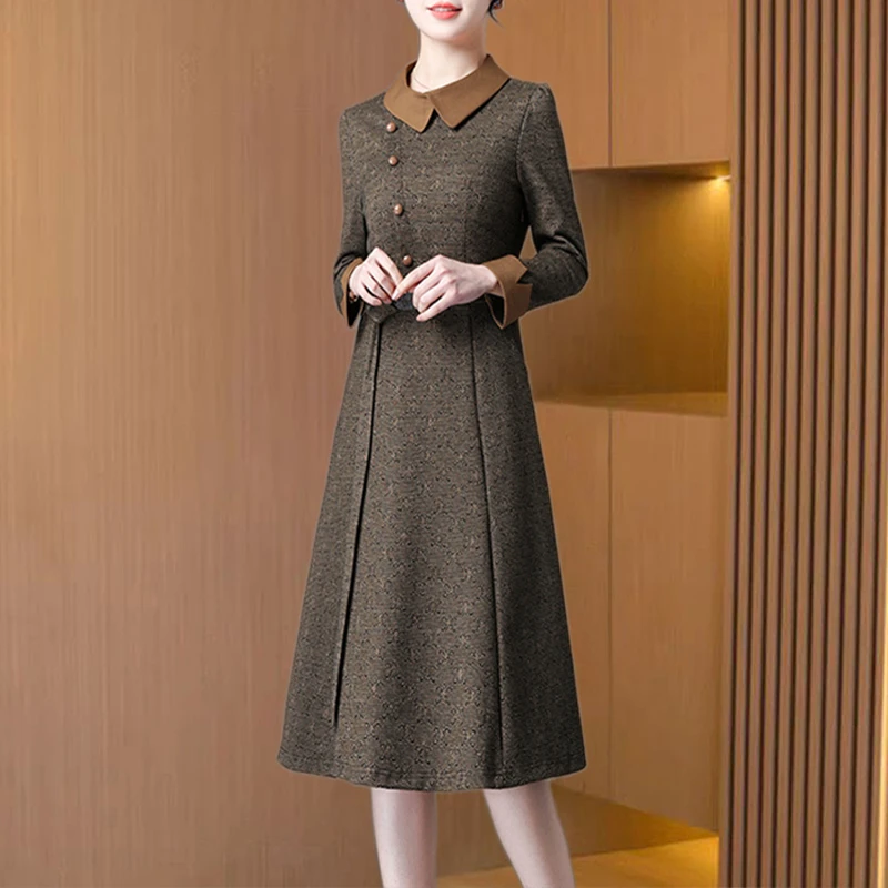 入春连衣裙女春秋2025新款重要场合阔太太妈妈广州十三行长袖裙子