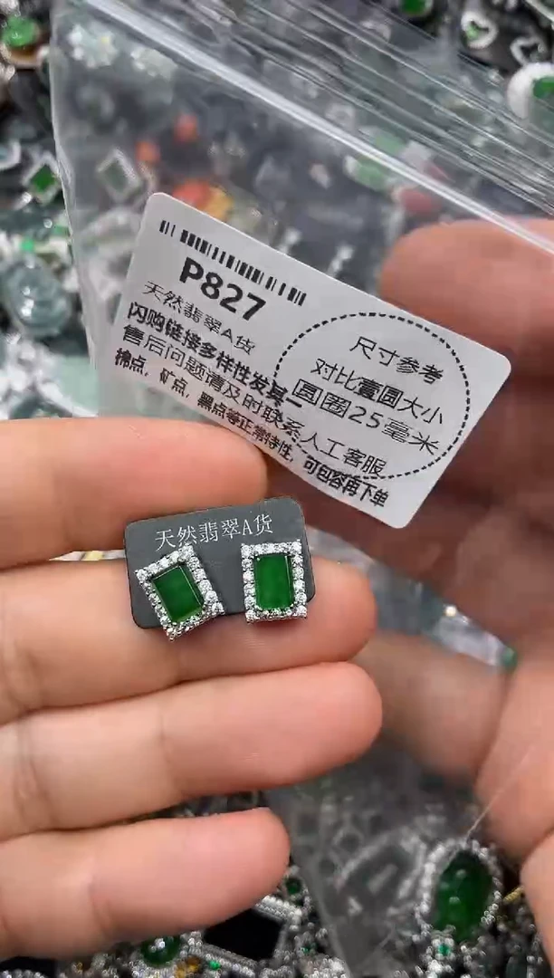 颈饰未镶嵌翡翠P827耳钉