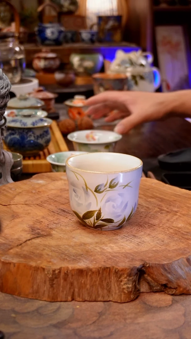 杯蓝景德镇手工手绘