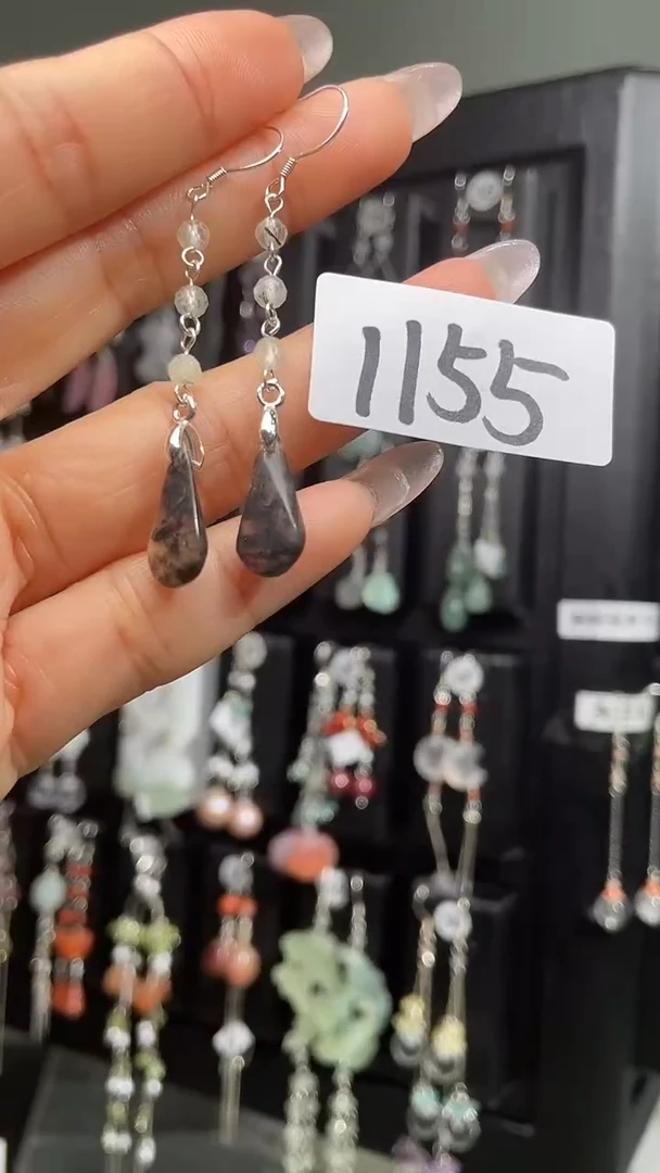 紫晶耳饰银S925镶嵌喜欢拍