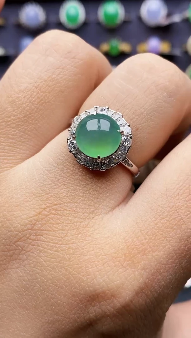 银S925镶嵌戒指翡翠0436