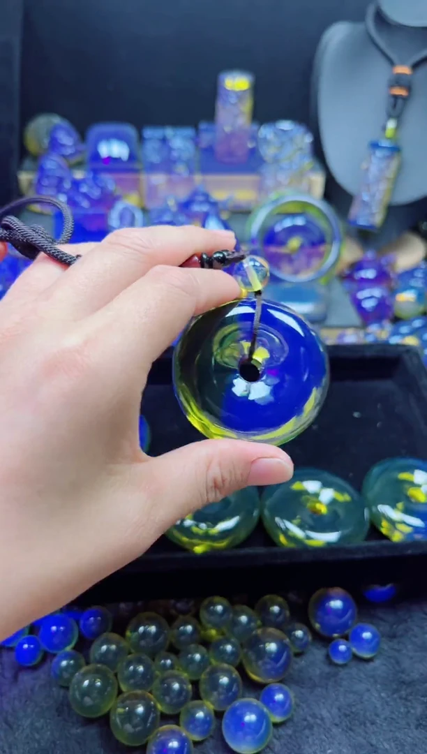 多米尼加净水蓝大平安扣