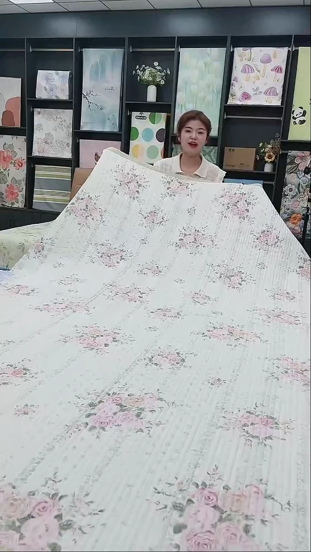 竹子纤维蔷薇玫瑰新款床盖