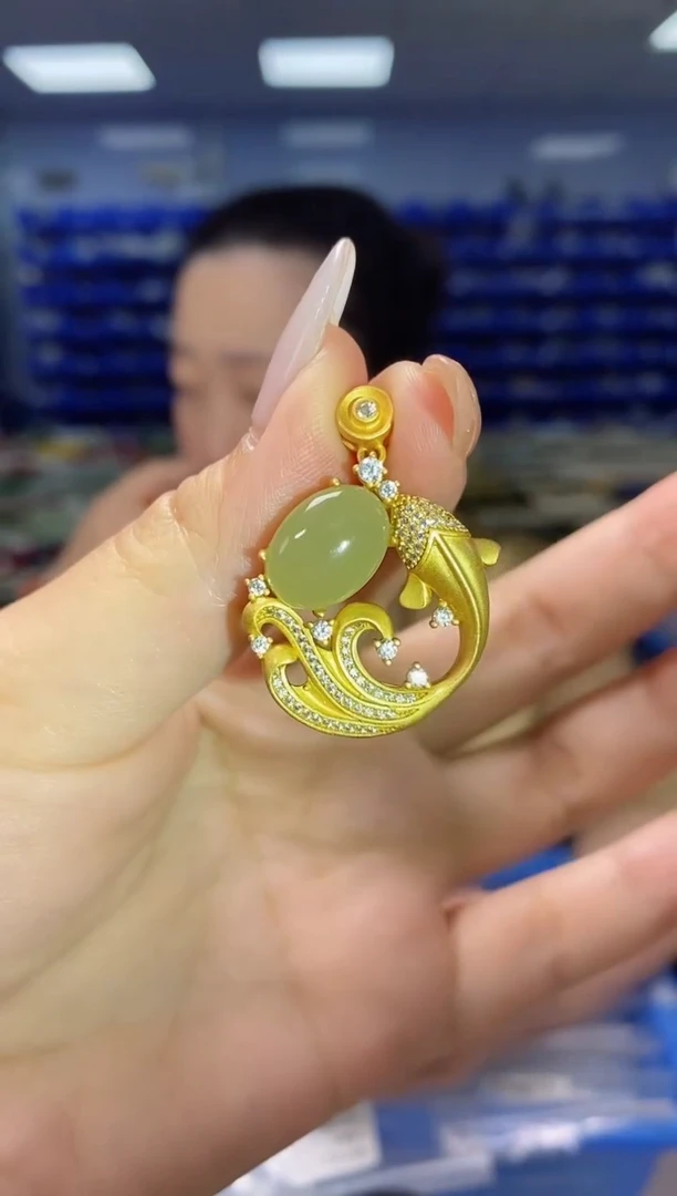 和田玉银S925镶嵌吊坠(不含链)DZ742