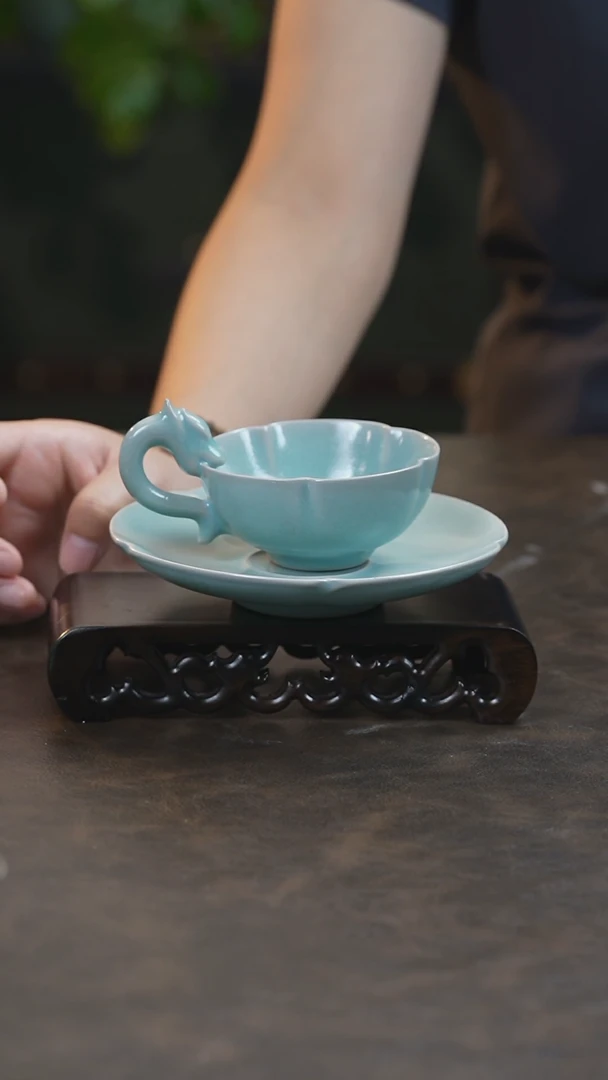龙首咖啡杯（拾汝）（天青）（微瑕）
