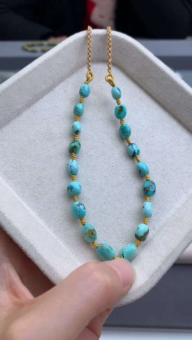 未镶嵌绿松石锁骨链茜.A160