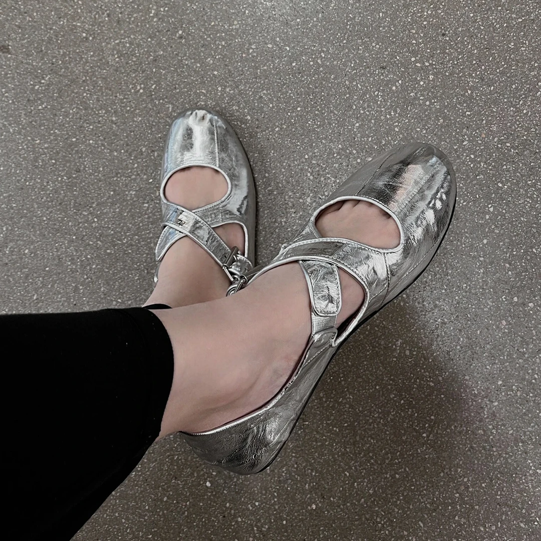 zhuxiaomeng交叉带芭蕾鞋软底浅口单鞋x267