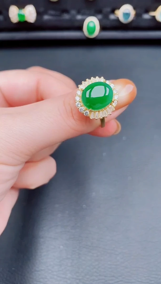 【闪购商品】翡翠戒指银S925镶嵌天然a货翡翠213