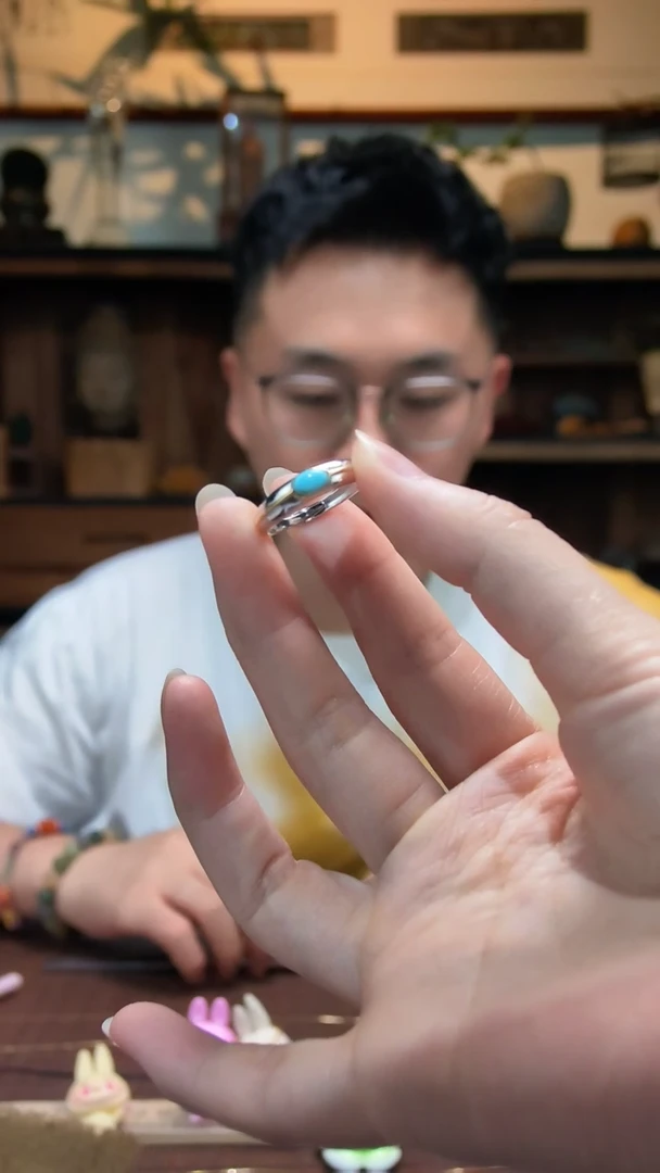 绿松石银S925镶嵌戒指S925银绿松石戒指LXY