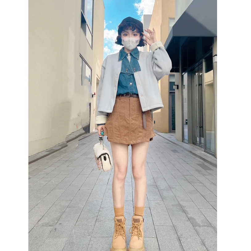 【小糯米】简约风洋气百搭秋冬短款加绒外套