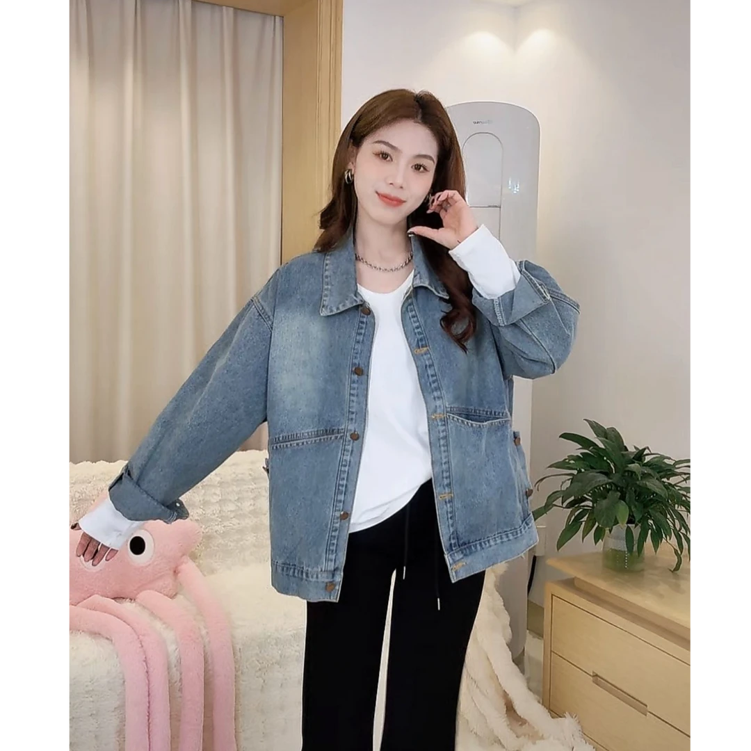 复古牛仔外套女2025新款韩版慵懒风小个子宽松夹克短上衣6386#